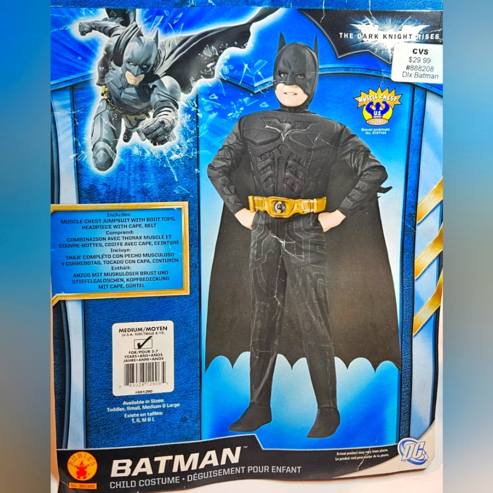 Batman The Dark Knight Trilogy - Batman Costume - size Medium 8-10 - NEW!